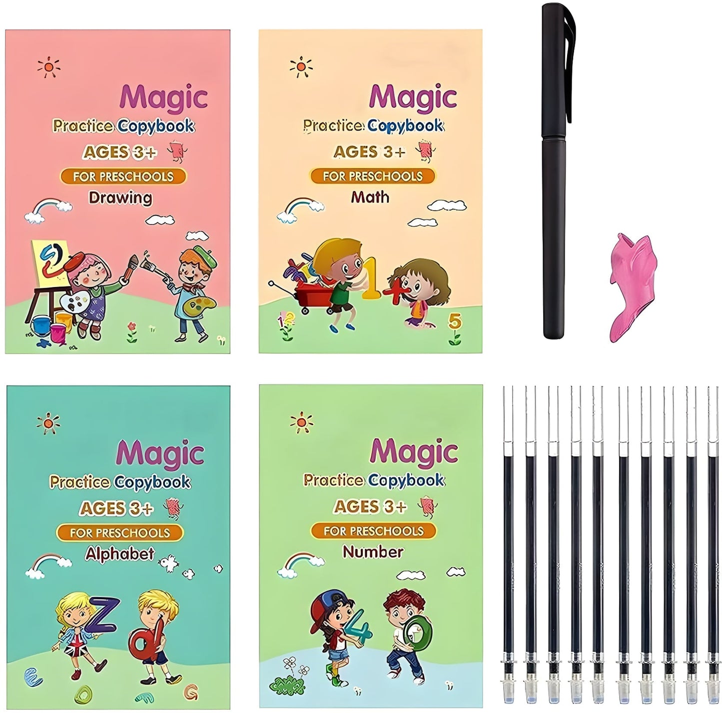 Sank Magic Practice Copybook (4 BOOKS + 10 REFILL)